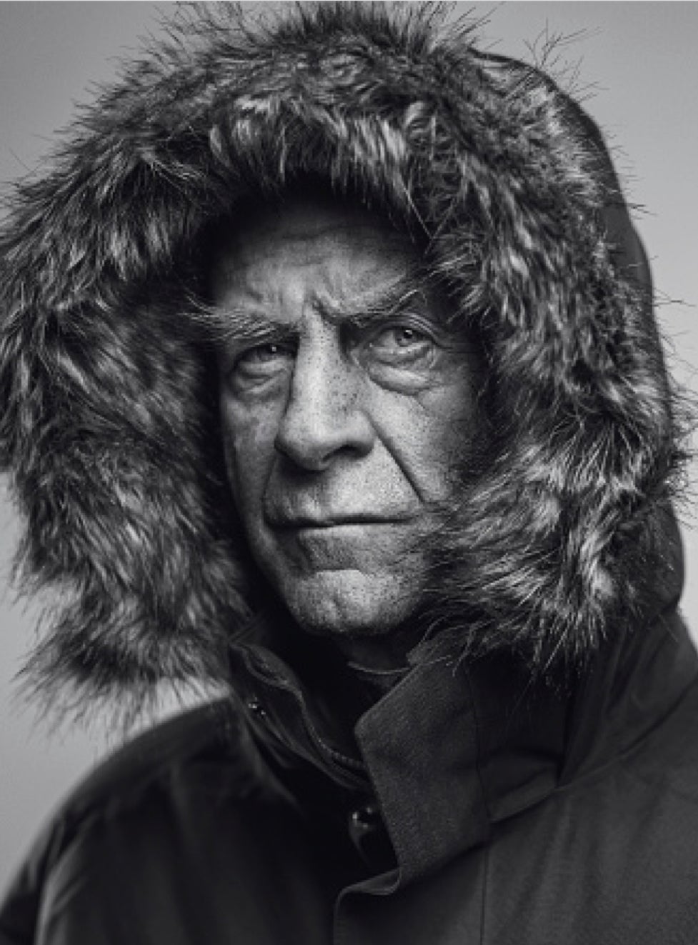 <strong>BEFORE AND AFTER</strong><br/><span>Ranulph Fiennes (top) returns home in 1982 from the Transglobe Expedition, the first attempt to make a circumpolar navigation of the Earth, and (above) a portrait of Fiennes taken in 2016</span>